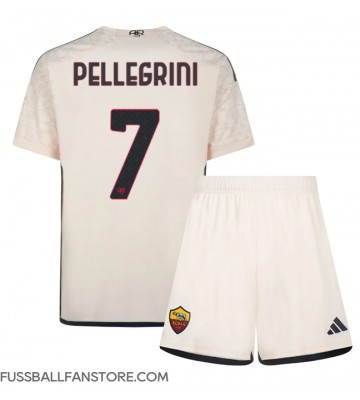 AS Roma Lorenzo Pellegrini #7 Replik Auswärtstrikot Kinder 2023-24 Kurzarm (+ Kurze Hosen)